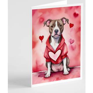 Caroline's Treasures DAC5408GCA7P Pit Bull Terrier Mine Valentine lykønskningskortpakke med 8 blanke kort med konvolutter, lunefuld A7 Størrelse