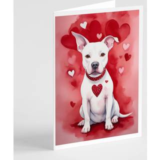 Caroline's Treasures DAC5410GCA7P Pit Bull Terrier Mine Valentine lykønskningskortpakke med 8 blanke kort med konvolutter, finurlig A7 -størrelse