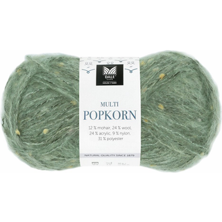 Dale Multi Popkorn 513 Teblad Indhold: 31% polyester, 24% uld, 24% akryl, 12% mohair & 9% nylon Vægt/længde: 50 gram = ca. 135 meter Anbefalede pinde: 4.00-6.00 mm Strikkefasthed: 10 cm = 18-14 m Kan maskinvaskes - Uldvask 30 °C / Brug ikke skyllemiddel / Tørres fladt.