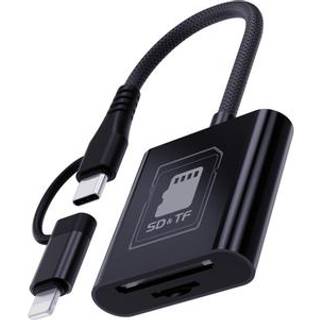 Lightning/Type-C-kortlæser til TF/SD-kort - sort