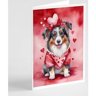 Caroline's Treasures DAC5270GCA7P Australian Shepherd Mine Valentine lykønskningskort Pakke med 8 blanke kort med konvolutter, lunefulde A7 Størr