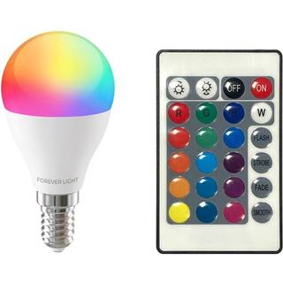 LED-pære RGB E14 G45 5W 500lm 4000K med fjernbetjening
