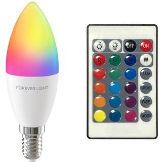 LED-pære RGB E14 C37 5W 500lm 4000K med fjernbetjening