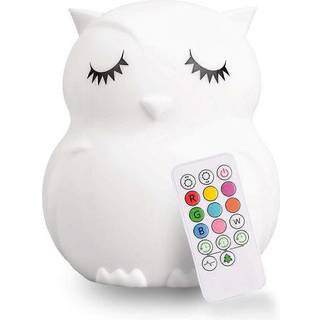 Children's Huggable Silicone LED Nightlight, Remote Operated, USB Rechargeable Battery, 9 Available Colors, Timer Auto Shutoff, Owl