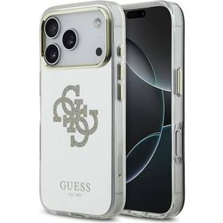 iPhone 17 Pro Guess Mirror 4G Glitter Logo Hybrid Cover - MagSafe-kompatibel - Guld