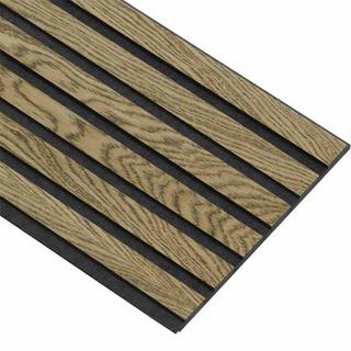 I-Wood Basic Original akustikpanel, mørkebrun olieret, sort filt og sort kerne, egefiner, 17 x 300 x 2780 mm