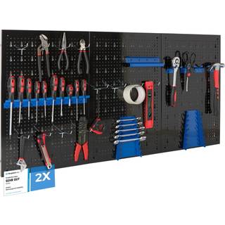 Arebos® værktøjsvæg 34-delt hulvæg, metal inkl. beslag og monteringsmateriale