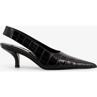 Toteme Croc-effect leather slingback pumps - black - EU 38