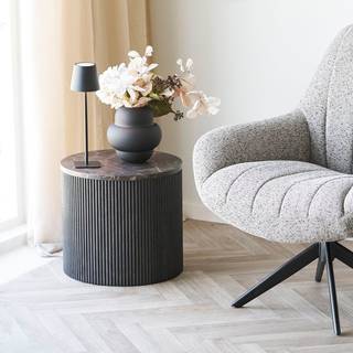 Rota Hjørnebord - Hjørnebord, Marmor Look, Mørkebrun Ø45X40 Cm