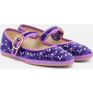 Valentino Garavani Endouce sequined velvet Mary Jane flats - purple - EU 38.5