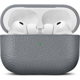 Apple AirPods Pro (3. gen.) - WOOLNUT Ægte Læder Cover - Grå