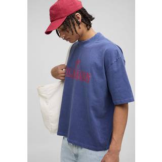 Mens Navy Oversized Boxy NYC Marathon Leisure Wash T-Shirt