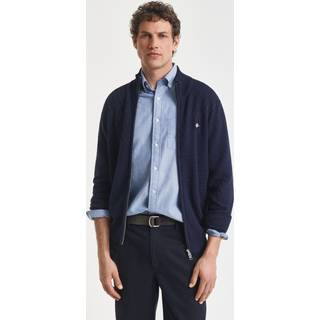 GANT Herre Sweater med mikrotekstur og lynlås (S) Blå