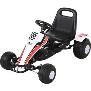 HOMCOM Children Pedal Go Kart, Kids Ride On Racer w/ Brake Gears Steering Wheel Adjustable Seat, White & Red Aosom UK