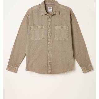 Fat Face FatFace Light Brown Long Sleeve Relaxed Fit Garment Dye Utility Shirt - Large Tall