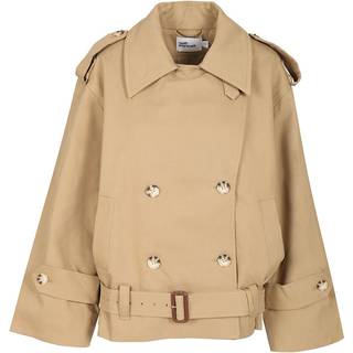 Self-Portrait Cropped gabardine trench coat - beige - XS
