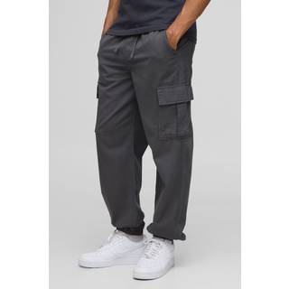 Mens Charcoal Relaxed Fit Chino Cargo Trousers