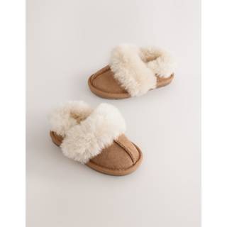 Next Tan Brown Suede Sheepskin Lined Slippers