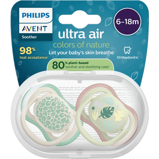 Philips Avent Pacifier ultra air, 6-18m, Grøn /beige motiv 2 stk