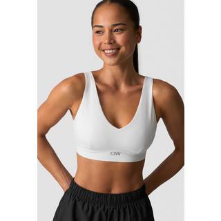 Essential Mid Support Sports Bra White