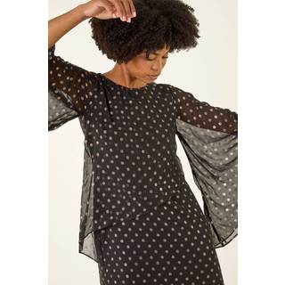 Roman Roman Asymmetric Spot Print Overlay Dress - 12
