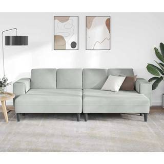 Sofa Sæt 3 Dele Lysegrå Fløjl