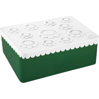 Blafre Madkasse Tre Rum Blomst, Hvid/Mørkegrøn