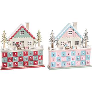 Adventskalender DKD Home Decor Træ Hus (32 x 8 x 33 cm) (2 enheder)