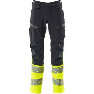 MASCOT ACCELERATE SAFE arbejdsbukser med knælommer, sort/hi-vis gul - 82C51
