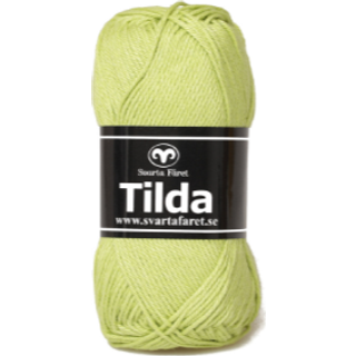 Svarta Fåret Tilda 538 Forårsgrøn Indhold: 50% Bomuld, 50% Akryl Vægt/længde: 50 g = ca. 150 meter Anbefalede pinde: 3.50 mm Strikkefasthed: 10 cm = 26 m Vask: Maskinvask, max 40°C / Tørres fladt.