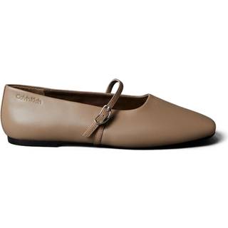 Leather Square Toe Ballerinas - Brown - EU 36