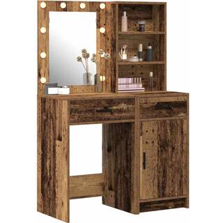 Makeupbord Sæt Med Skuffe 2 Dele Gammelt Træ 50 X 41 X 135 Cm
