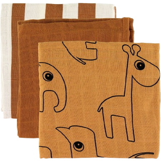 Done by deer Deer Friends vaskeklud 3-pak Mustard