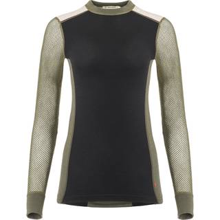 Aclima Women's WoolNet Hybrid Crew Neck Jet Black/Tarmac/Beige Melange, S