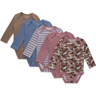 Hanes unisex baby langærmet bodysuit Ultimate Flexy Boys & Girls 5-Pack Dusty Tan/Blue/Pink 12-18 måneder os