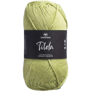 Svarta Fåret Tilda 38 Lime Indhold: 50% Bomuld, 50% Akryl Vægt/længde: 50 g = ca. 150 meter Anbefalede pinde: 3.50 mm Strikkefasthed: 10 cm = 26 m Vask: Maskinvask, max 40°C / Tørres fladt.
