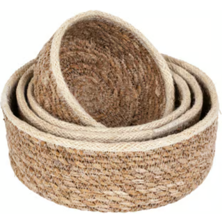 Dixie Emil seagrass kurv small 4-pak Natur/Hvid