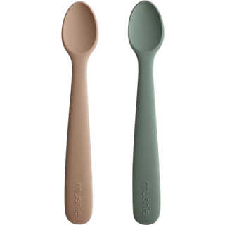 Mushie silikone baby fodring skeer | 2 pakke (t?rret timian/naturlig)