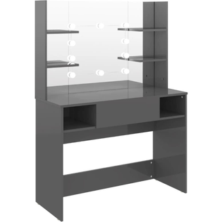 makeupbord med LED-lys 100x40x135 cm MDF blank grå