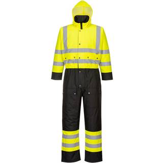 Hi-vis 2-farvet foret kedeldragt - Gul/Sort (Størrelse: S)