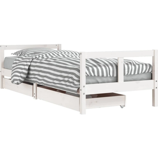 Sengeramme Til Juniorseng M. Skuffer Massivt Fyr - Hvid / 80 x 200 cm