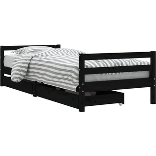 sengeramme til juniorseng m. skuffer 80x200 cm massivt fyr sort