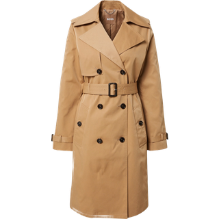 Dobbeltradet trenchcoat med bælte med spænde