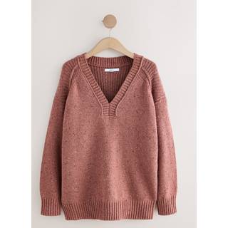 Next Lang trøje med V-hals i bomulds- og uldblanding