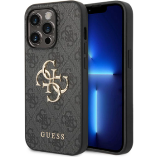 iPhone 15 Pro Guess 4G Big Metal Logo Hybrid Cover - Grå