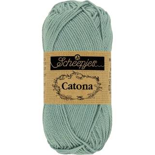 Scheepjes Catona 528 Silver Blue Indhold: 100% merceriseret bomuld Anbefalede pinde: 2.50-3.00 mm Vægt/løbelængde: 50 gr = ca. 125 meter Strikkefasthed: 10 x0 10 cm = 26 m x 36 p med 2,5 mm Maskinvask 40°C / Tørres fladt.