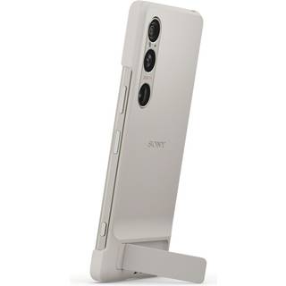 Sony Interaktivt cover med holder til Xperia 1 VI | Rem til at forhindre tab | Forbedret greb | Alsidig holder in Platinsølv - Platinsølv