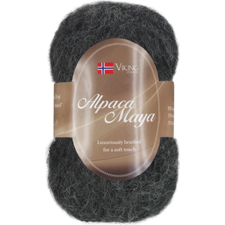 Viking Alpaca Maya 703 Indhold:82% Superfine alpaca, 13% Merino uld, 5% Nylon Vægt/længde: 50 g = ca. 160 m Anbefalede pinde: 7.00 mm Strikkefasthed: 10x10 cm = 12 m Uldprogram ved max 30°, tørres fladt.