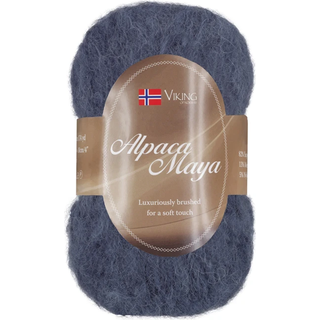 Viking Alpaca Maya 727 Indhold:82% Superfine alpaca, 13% Merino uld, 5% Nylon Vægt/længde: 50 g = ca. 160 m Anbefalede pinde: 7.00 mm Strikkefasthed: 10x10 cm = 12 m Uldprogram ved max 30°, tørres fladt.
