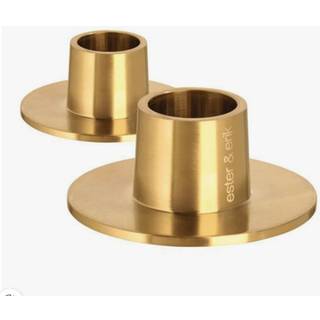 Ester & Erik Lysestage Matte Ø6 Cm 2-pak Matte Gold - Lysestager Rustfrit Stål Matt Gold - 777-94